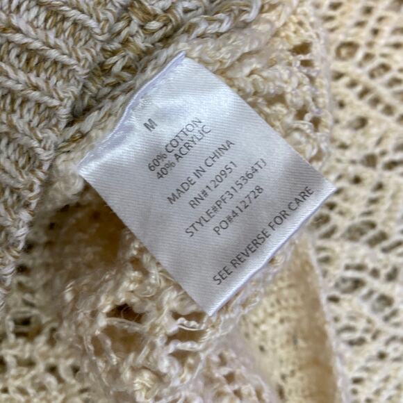 Boho knit night beach bonfire top bathing suit cover up spring summer coastal M - Picture 10 of 12